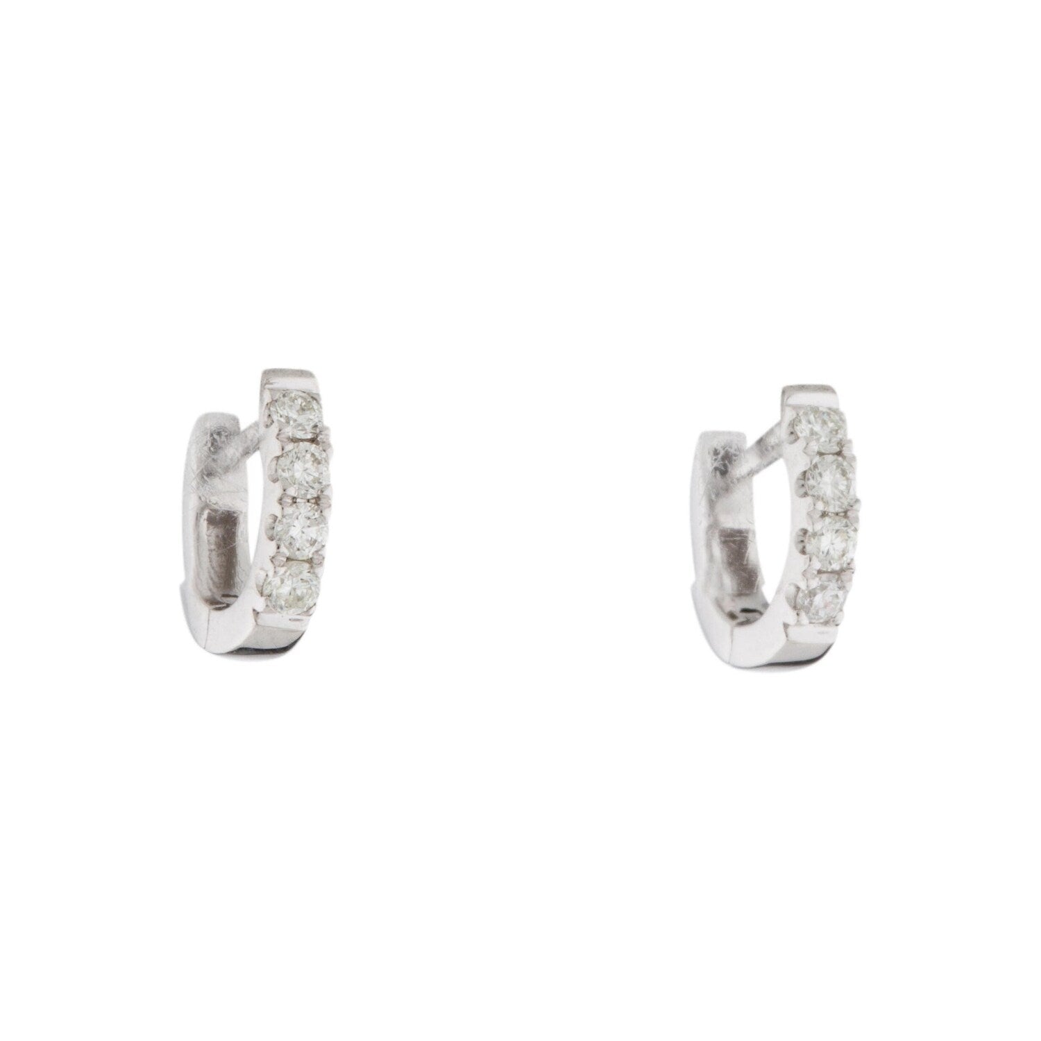 Joelle Collection Diamond Huggie Earring - 14K Gold Earrings U-Shaped Hoops With Certified Diamonds