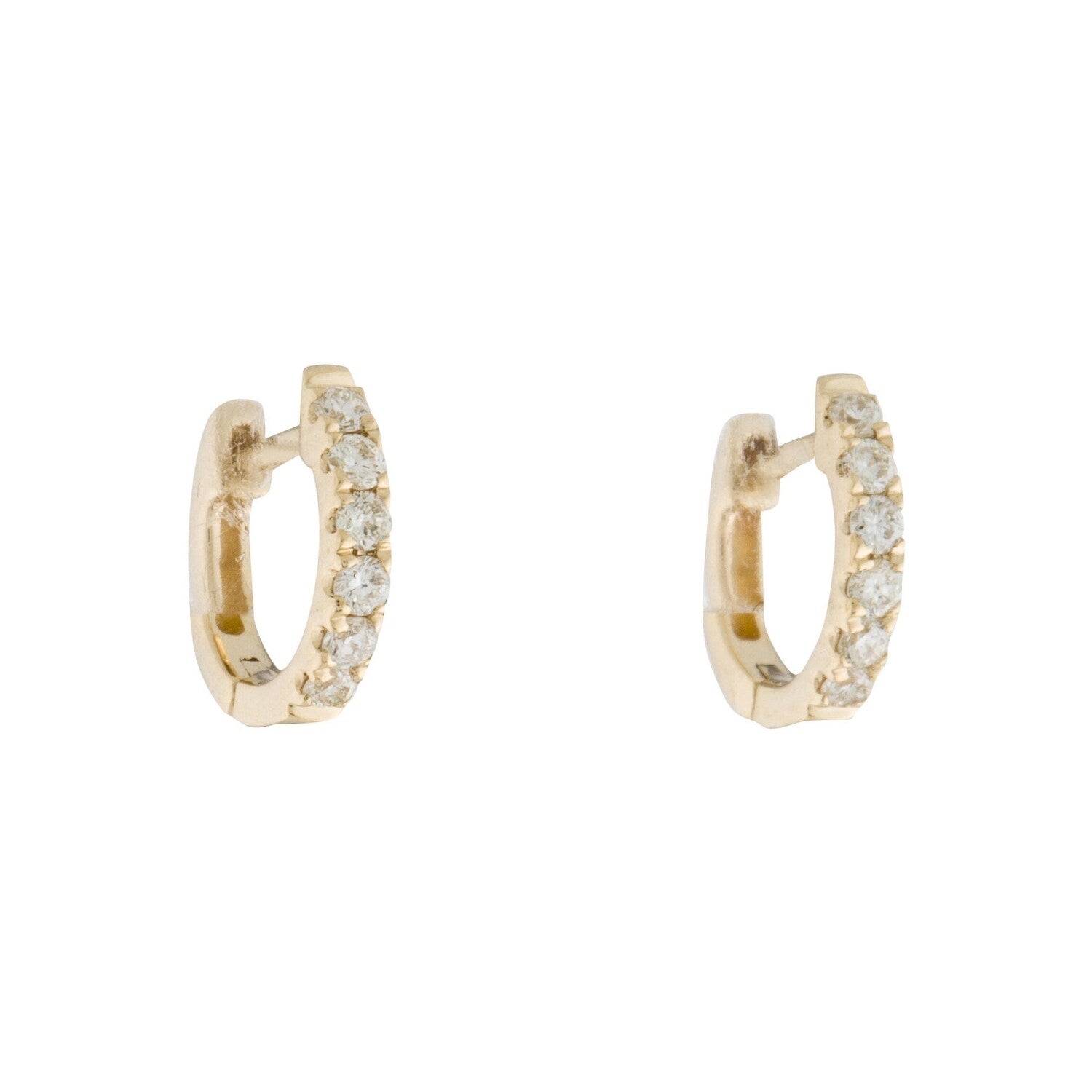 Joelle Collection Diamond Huggie Earring - 14K Gold Earrings U-Shaped Hoops With Certified Diamonds