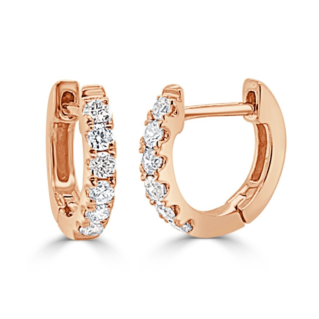 Joelle Collection Diamond Huggie Earring - 14K Gold Earrings U-Shaped Hoops With Certified Diamonds