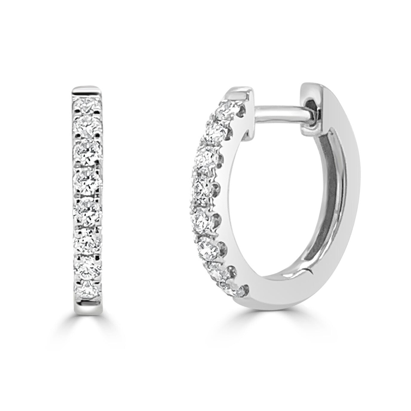 Joelle Collection Diamond Huggie Earring - 14K Gold Earrings U-Shaped Hoops With Certified Diamonds