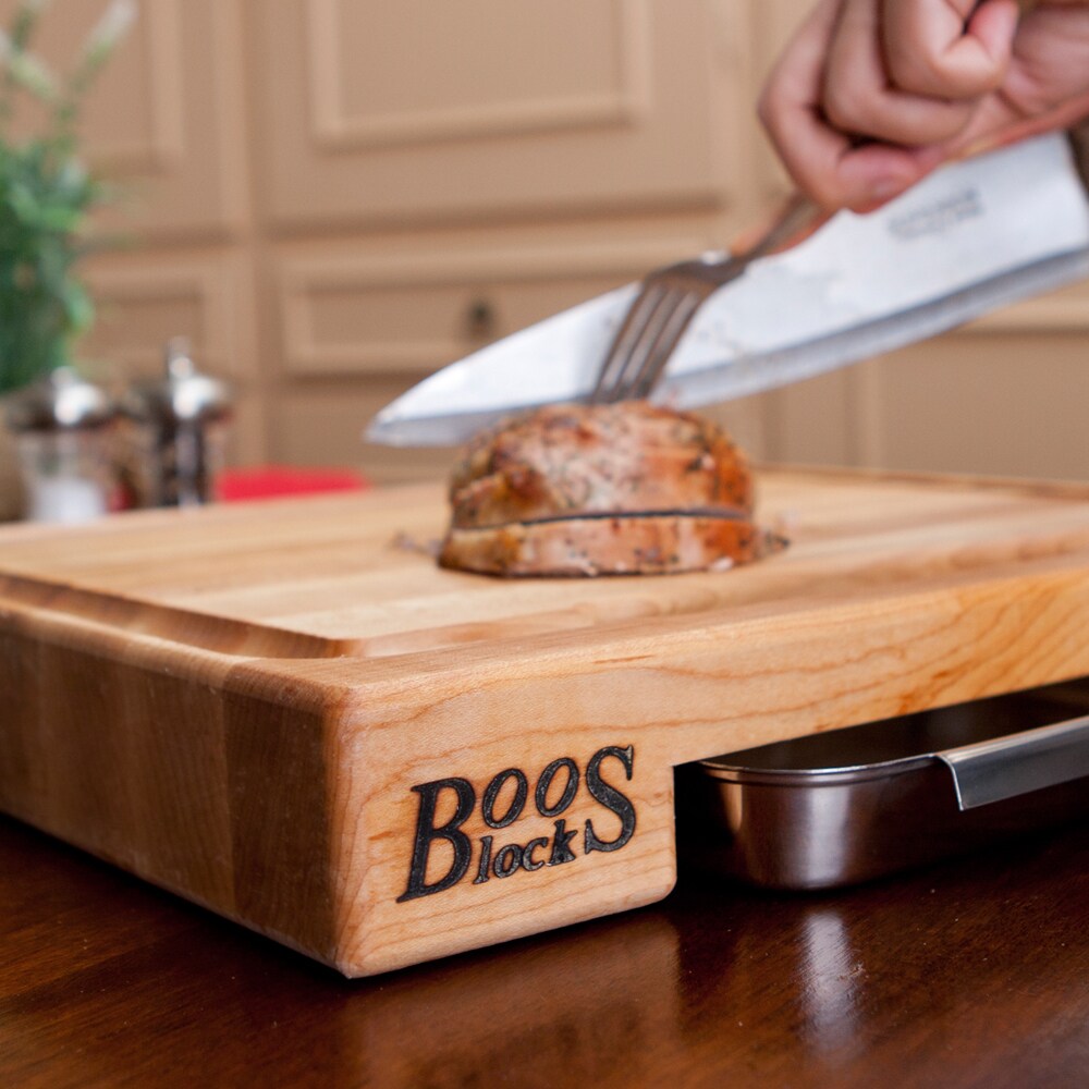 John Boos PM18180225-P 18x18x2.25 Cutting Board With Drip Pan
