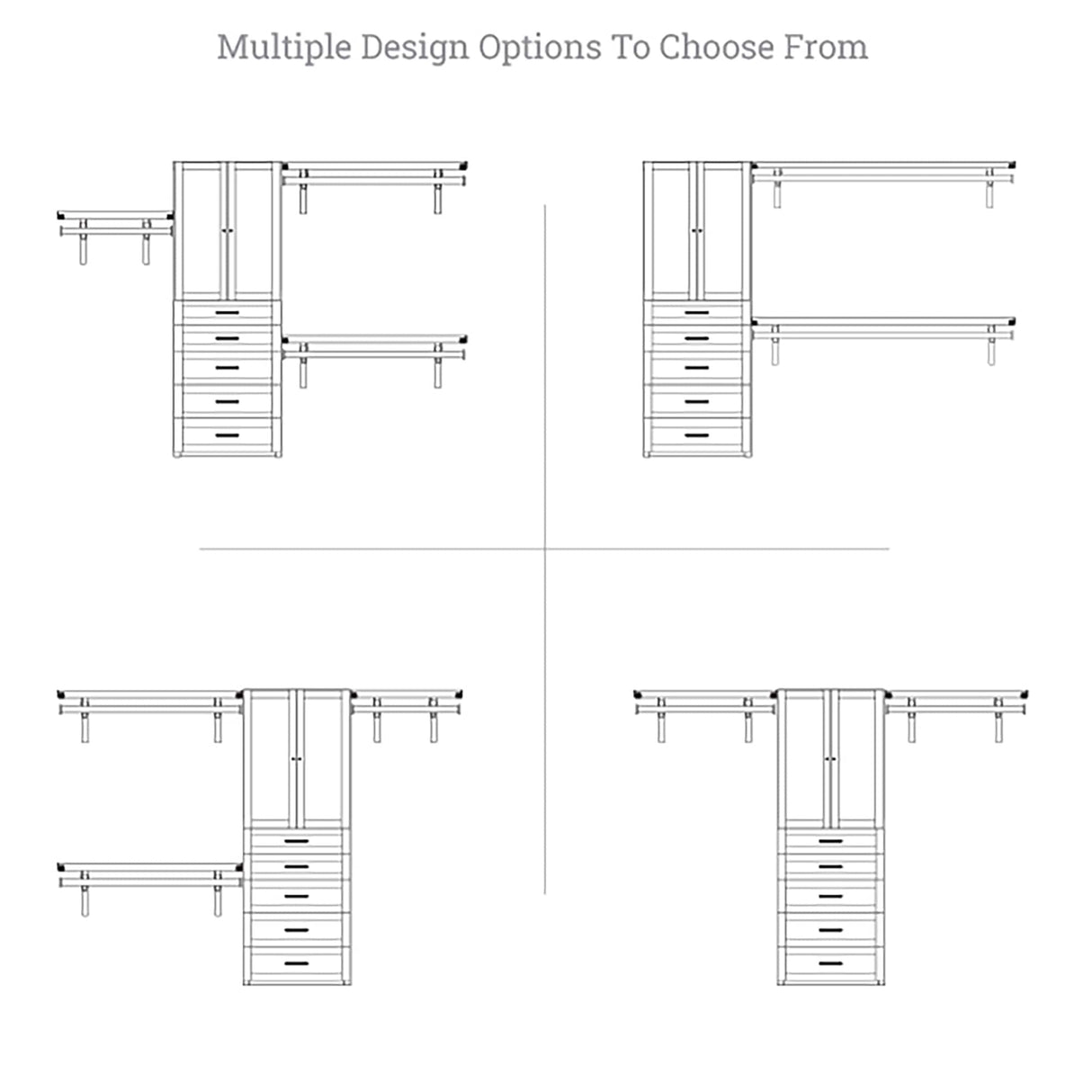 John Louis Home Solid Wood reach-In Closet System with 5-Drawers and Solid Shaker Doors White