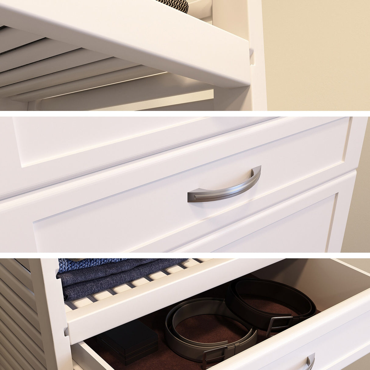 John Louis Home Solid Wood reach-In Closet System with 5-Drawers and Solid Shaker Doors White