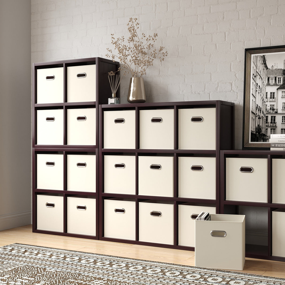 John Louis Home Solid Wood 4 Cube Storage Organizer Espresso