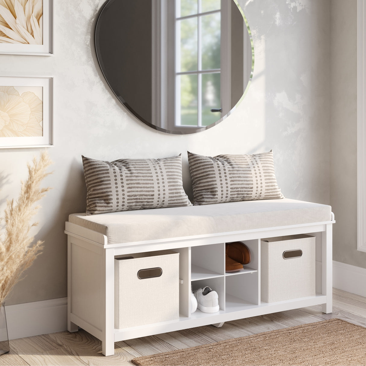 John Louis Home Solid Wood Hall Tree with Shoe and 2 Bin Storage