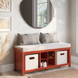John Louis Home Solid Wood Hall Tree with Shoe and 2 Bin Storage