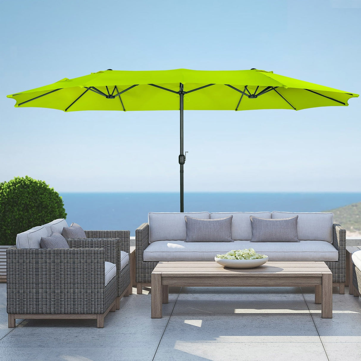 Johnn 15-foot Double-Sided Outdoor Offset Patio Twin Umbrella