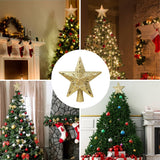 Lighted Gold Glitter Star Tree Topper with Rotating Magic Star Projector