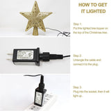 Lighted Gold Glitter Star Tree Topper with Rotating Magic Star Projector