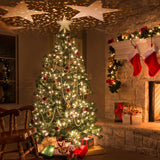 Lighted Gold Glitter Star Tree Topper with Rotating Magic Star Projector