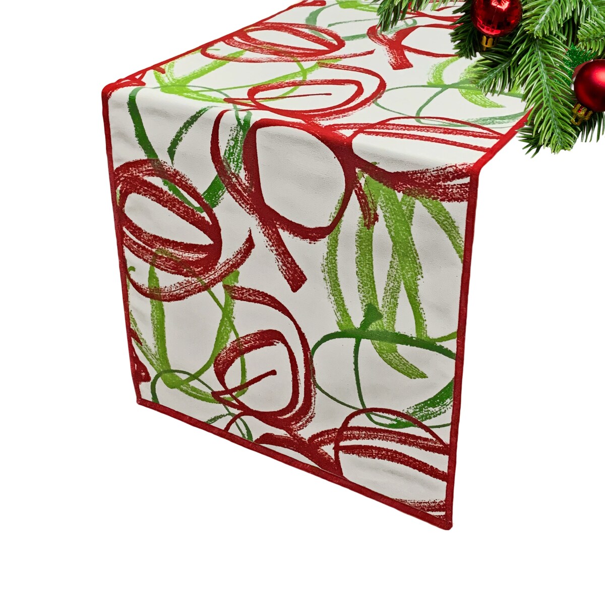 Joita Christmas Dining Set of 6, Cotton Table Napkins and Table Runner for Christmas Table Decor, RIGEL/RIBBONS