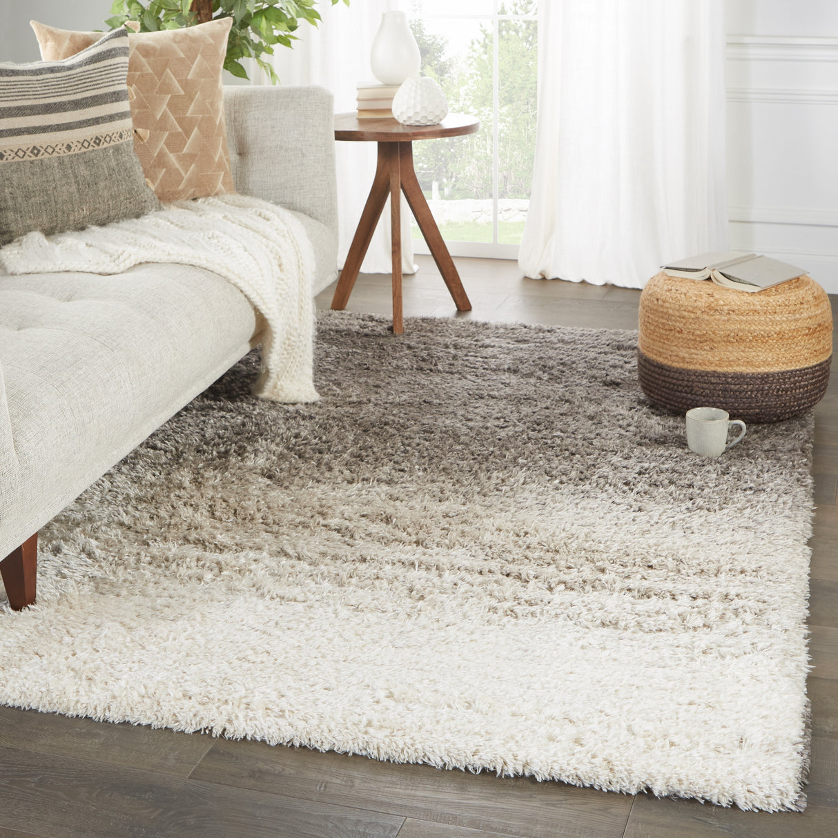 Jola Ombre Gray/ Cream Area Rug