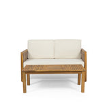 Joliet Acacia Wood and Wicker Outdoor Loveseat and Coffee Table Set by Christopher Knight Home