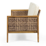 Joliet Acacia Wood and Wicker Outdoor Loveseat and Coffee Table Set by Christopher Knight Home