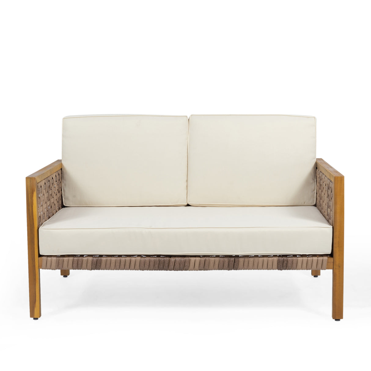 Joliet Acacia Wood and Wicker Outdoor Loveseat and Coffee Table Set by Christopher Knight Home