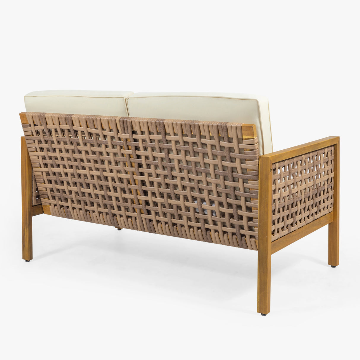 Joliet Acacia Wood and Wicker Outdoor Loveseat and Coffee Table Set by Christopher Knight Home
