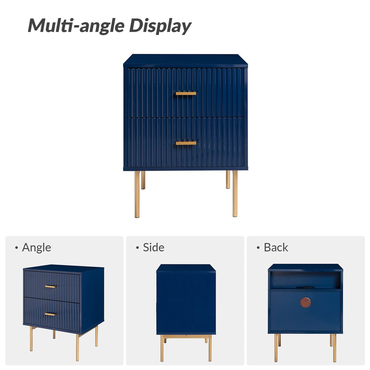 Jonah Contemporary Adjustable Legs Wood 2-Drawer Nightstand Set of 2 by HULALA HOME