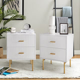 Jonah Contemporary Adjustable Legs Wood 2-Drawer Nightstand Set of 2 by HULALA HOME
