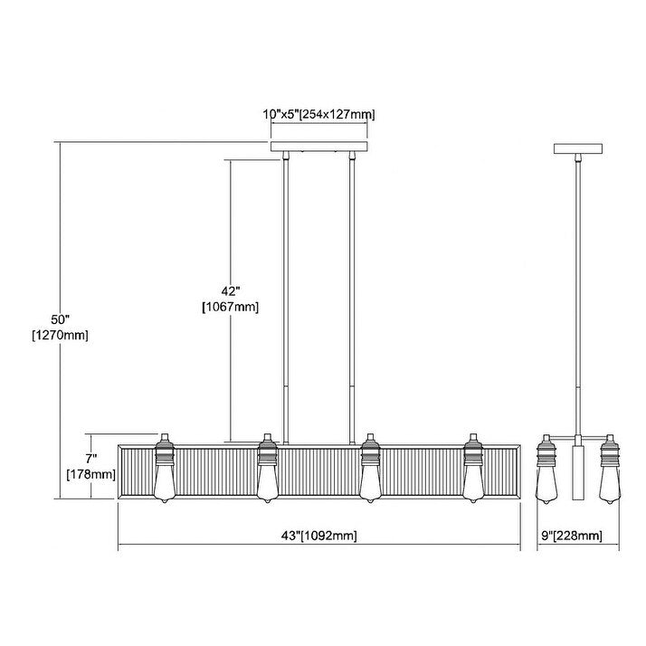 Jones By-Pass - Eight Light Chandelier Weathered Zinc/Polished Nickel