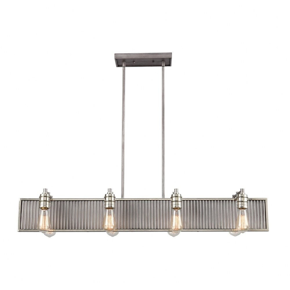 Jones By-Pass - Eight Light Chandelier Weathered Zinc/Polished Nickel