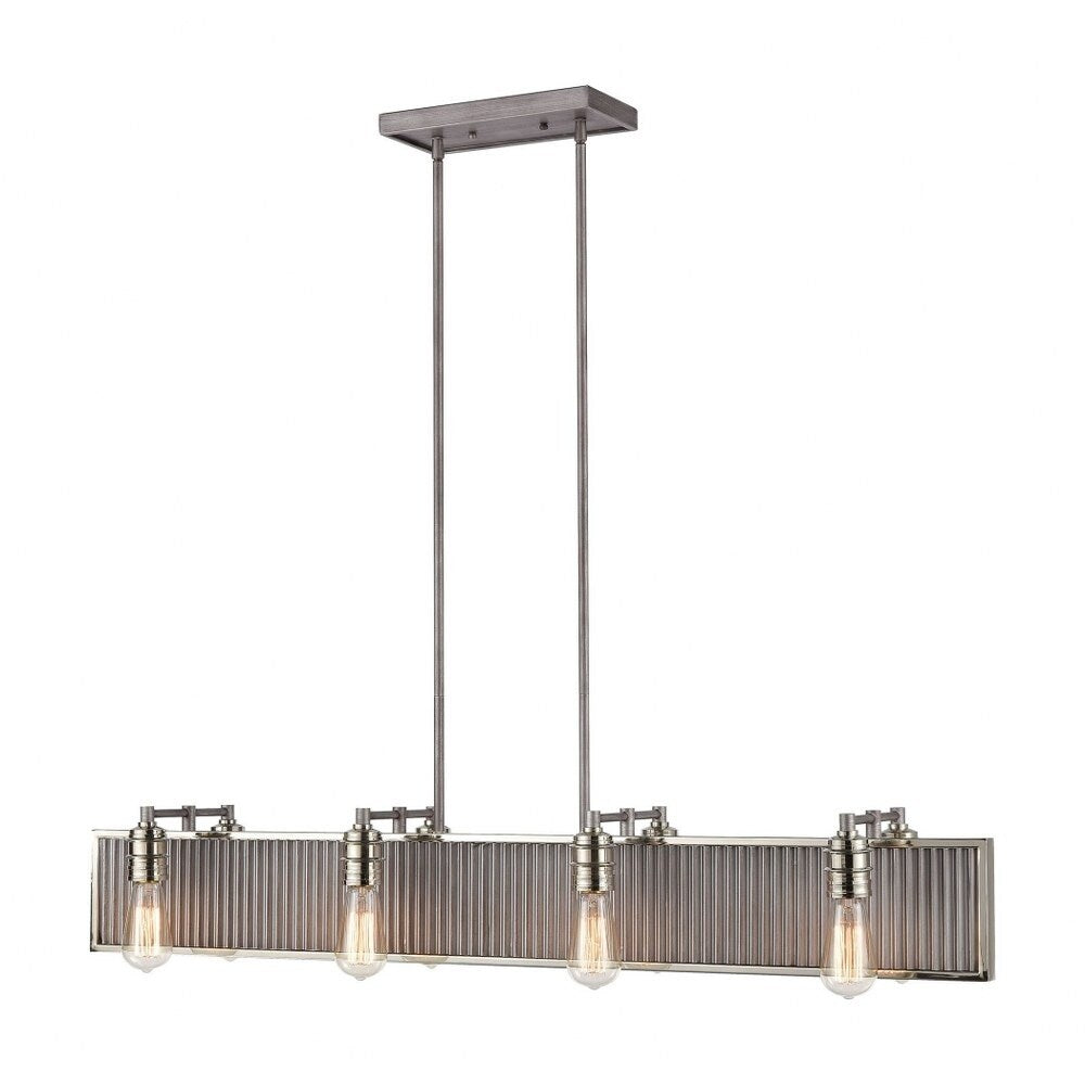 Jones By-Pass - Eight Light Chandelier Weathered Zinc/Polished Nickel