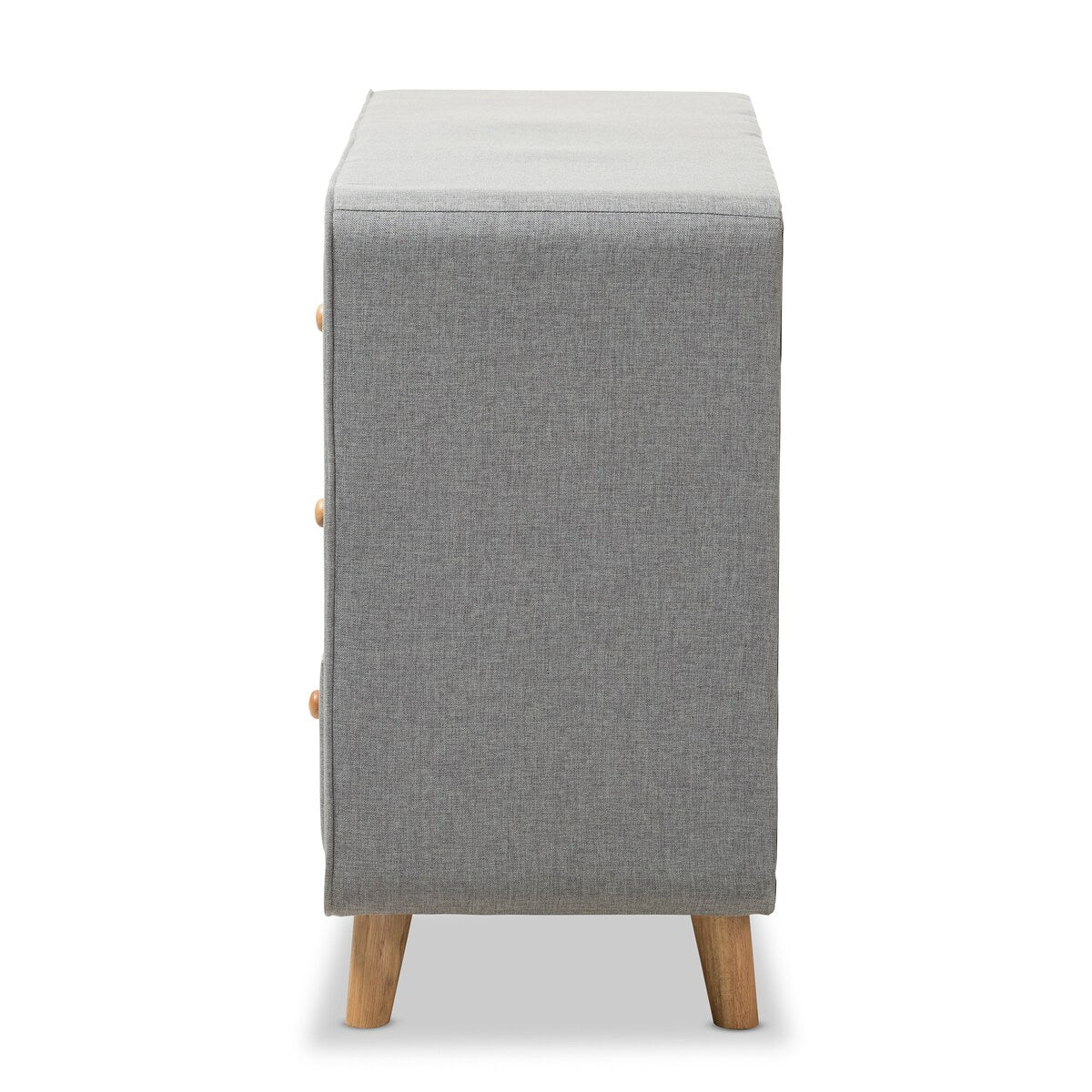 Jonesy Mid-Century Grey Fabric Upholstered 6-Drawer Dresser