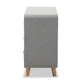 Jonesy Mid-Century Grey Fabric Upholstered 6-Drawer Dresser