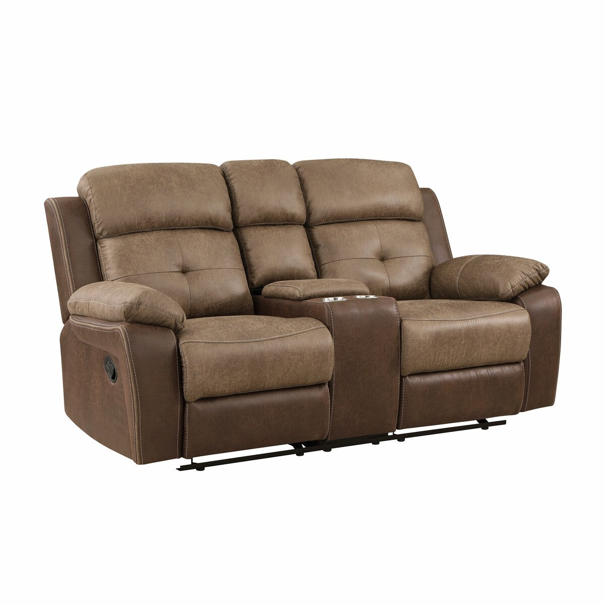 Jonnie Polished Microfiber Manual Double Glider Reclining Loveseat