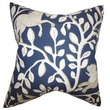 Jorja Foliage Feather and Down Filled Throw Pillow Blue