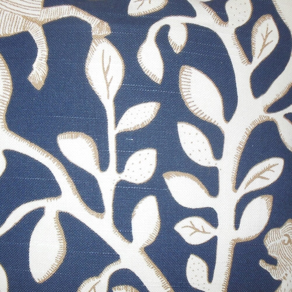 Jorja Foliage Feather and Down Filled Throw Pillow Blue