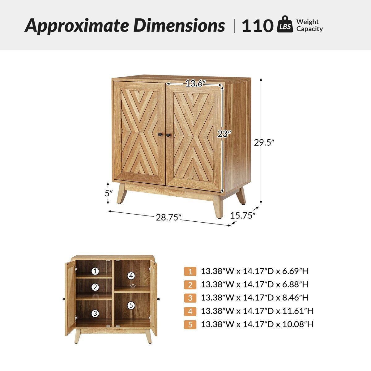 Joseph Midcentury 30"Tall 2 Door Accent Cabinet Set of 2 by HULALA HOME