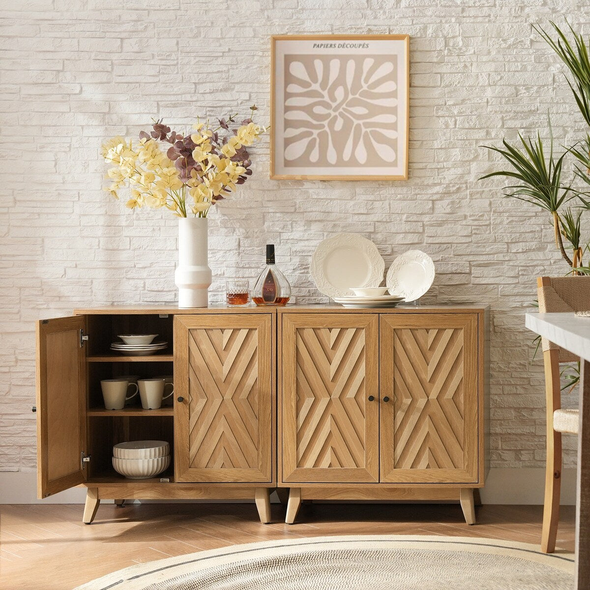 Joseph Midcentury 30"Tall 2 Door Accent Cabinet Set of 2 by HULALA HOME