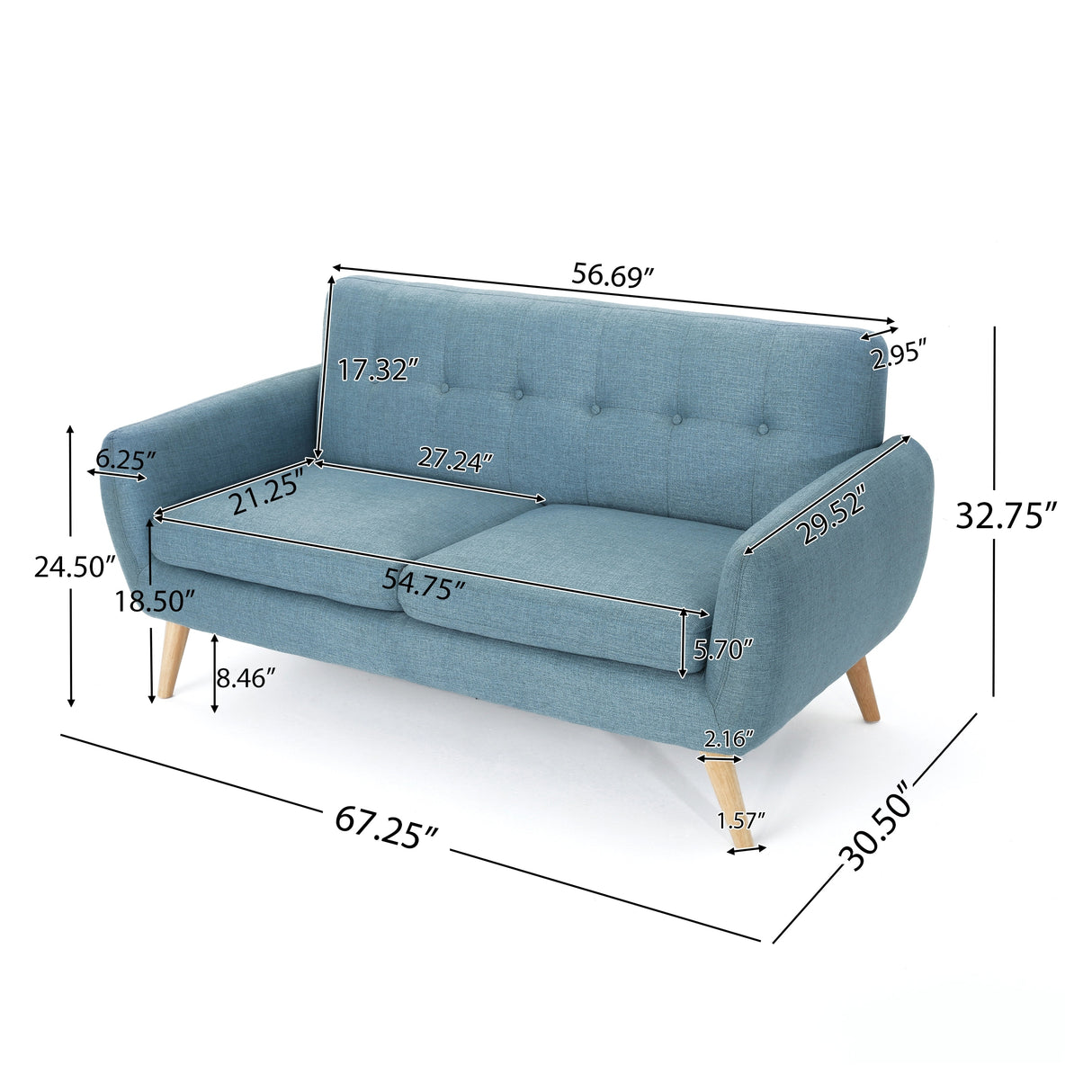 Josephine Mid-century Modern Tufted Fabric Upholstered Sofa by Christopher Knight Home