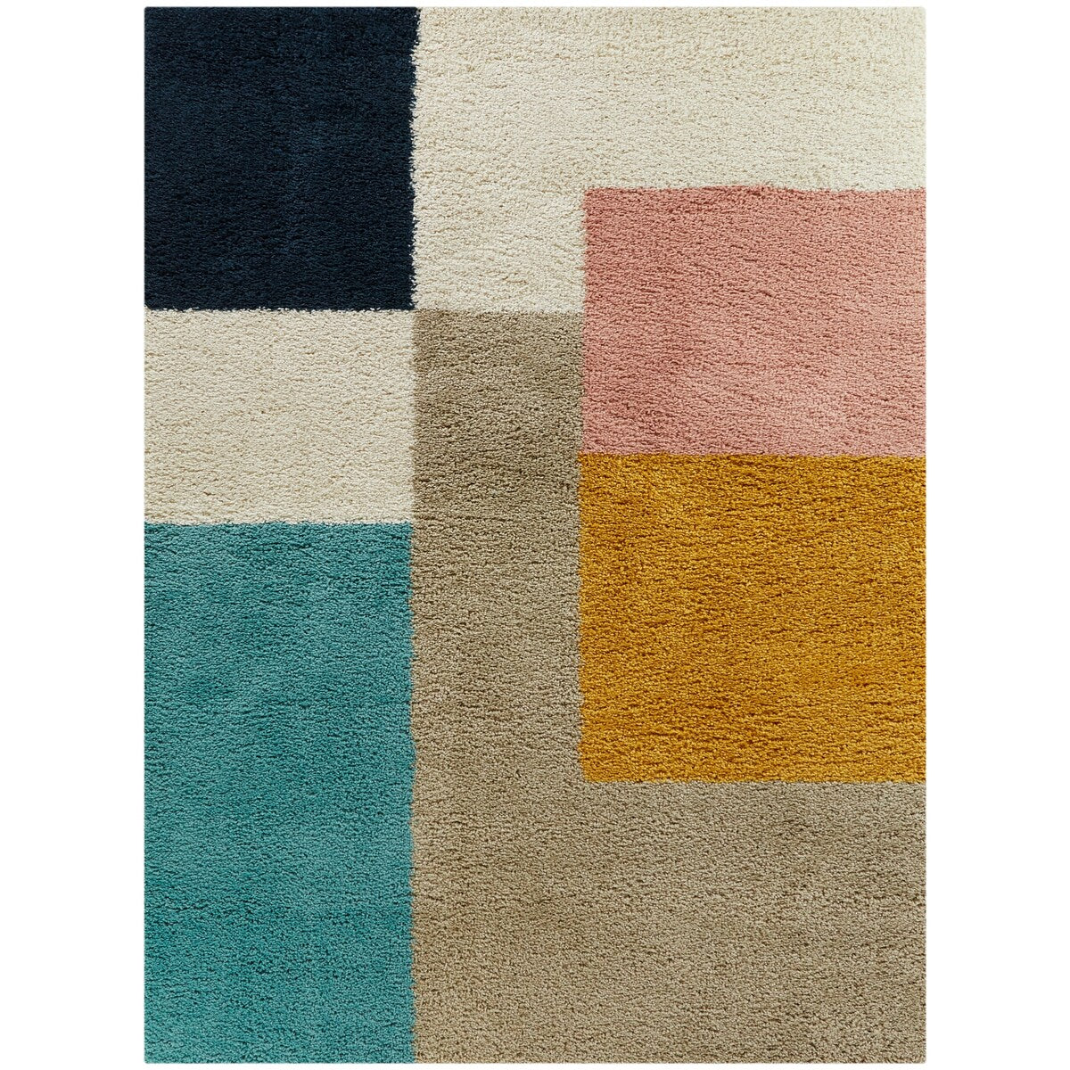 Joshua Modern Color Block Shag Area Rug