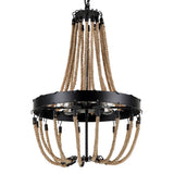 Journee Home 'Tahitian' 30 in Hard Wired Iron Hemp Rope Chandelier With 4 Included Edison Bulbs