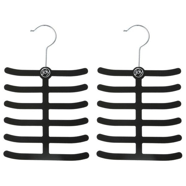 Joy Mangano Huggable Hanger 2pk Tie/Belt Black
