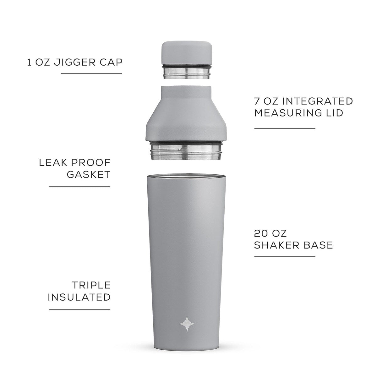JoyJolt Vacuum Insulated Stainless Steel Cocktail Protein Shaker - 20 oz