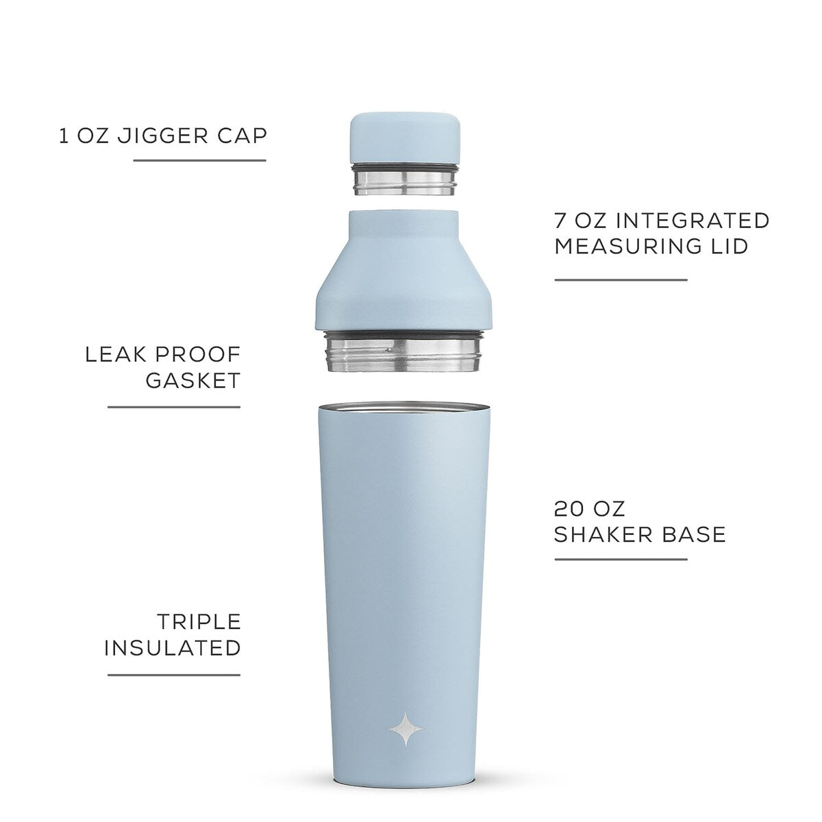 JoyJolt Vacuum Insulated Stainless Steel Cocktail Protein Shaker - 20 oz