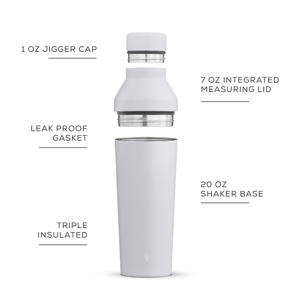 JoyJolt Vacuum Insulated Stainless Steel Cocktail Protein Shaker - 20 oz