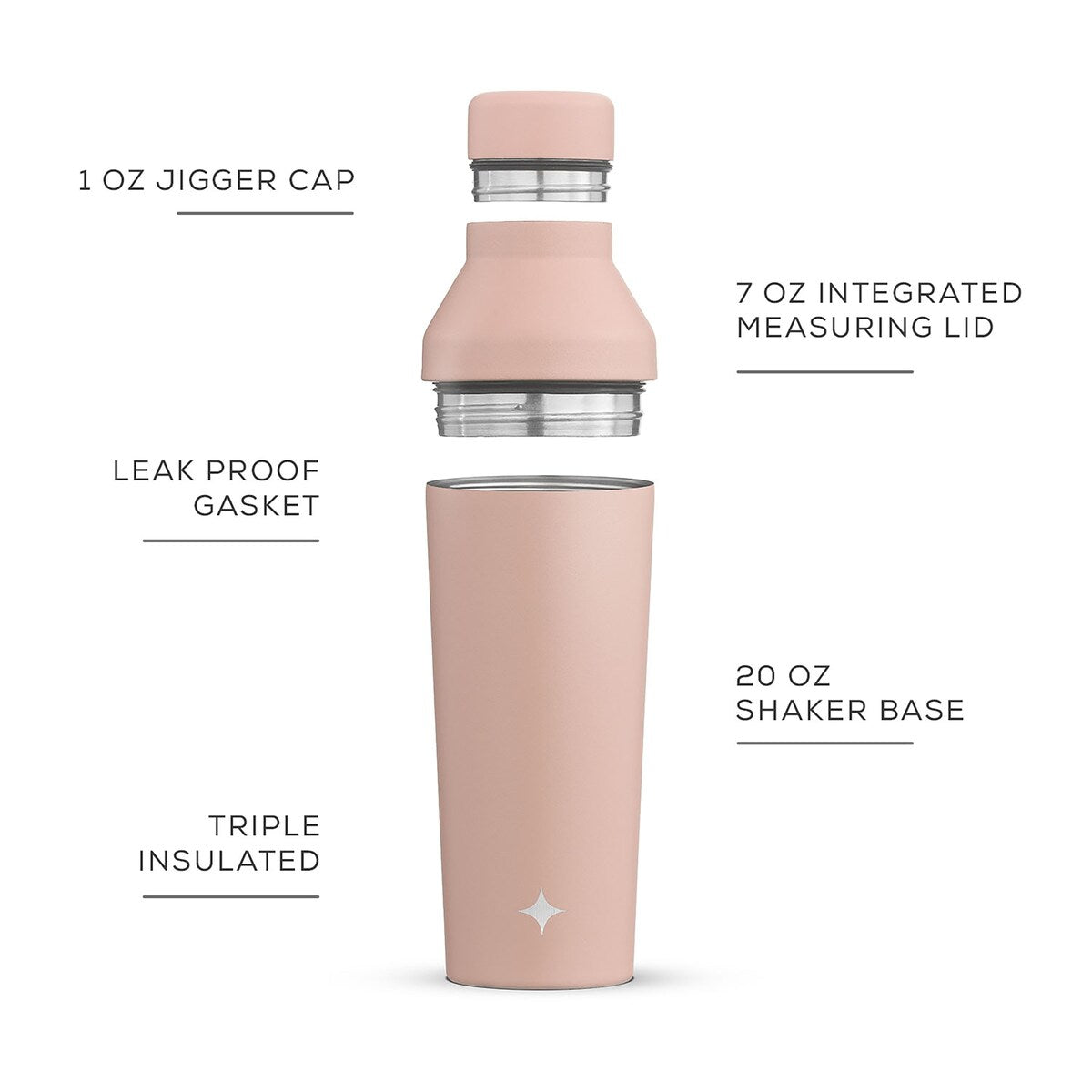 JoyJolt Vacuum Insulated Stainless Steel Cocktail Protein Shaker - 20 oz
