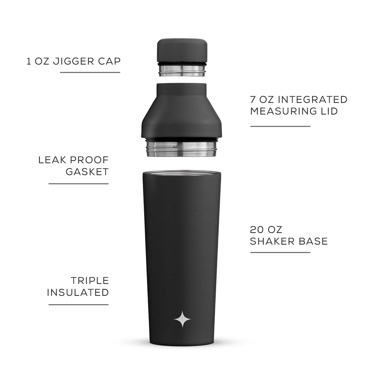JoyJolt Vacuum Insulated Stainless Steel Cocktail Protein Shaker - 20 oz