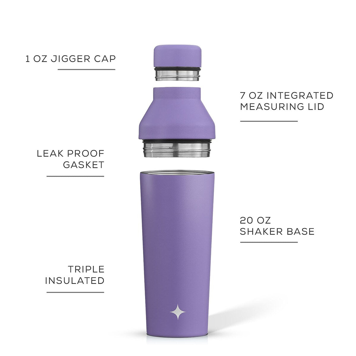 JoyJolt Vacuum Insulated Stainless Steel Cocktail Protein Shaker - 20 oz