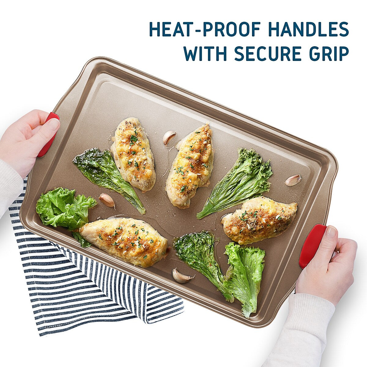 JoyTable Bakeware Set - Nonstick Bakeware Set With Silicone Handles & Utensils