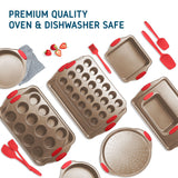 JoyTable Bakeware Set - Nonstick Bakeware Set With Silicone Handles & Utensils