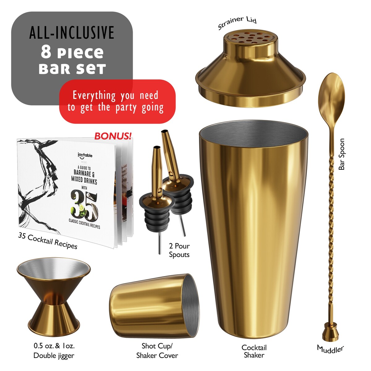 JoyTable Bartender Kit - Cocktail Set Kit - Bartender Drink Mixer Shaker Bar Tool Set
