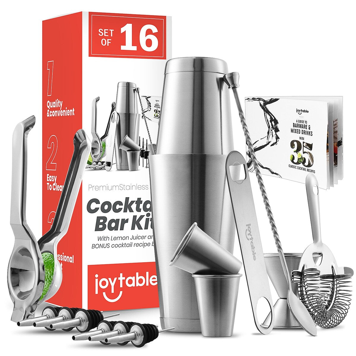 JoyTable Bartender Kit - Cocktail Set Kit - Bartender Drink Mixer Shaker Bar Tool Set