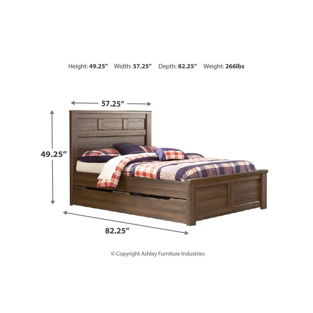 Juararo Dark Brown Panel Bed with Trundle Storage