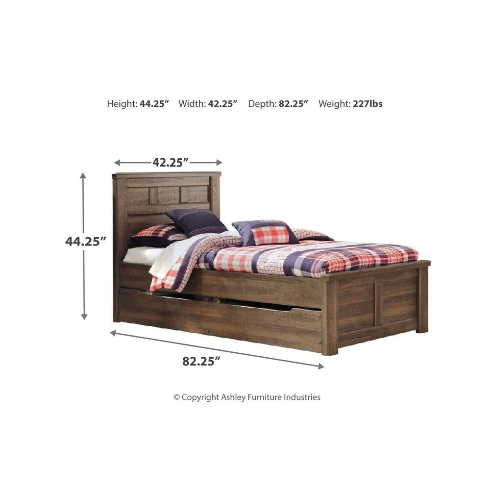 Juararo Dark Brown Panel Bed with Trundle Storage