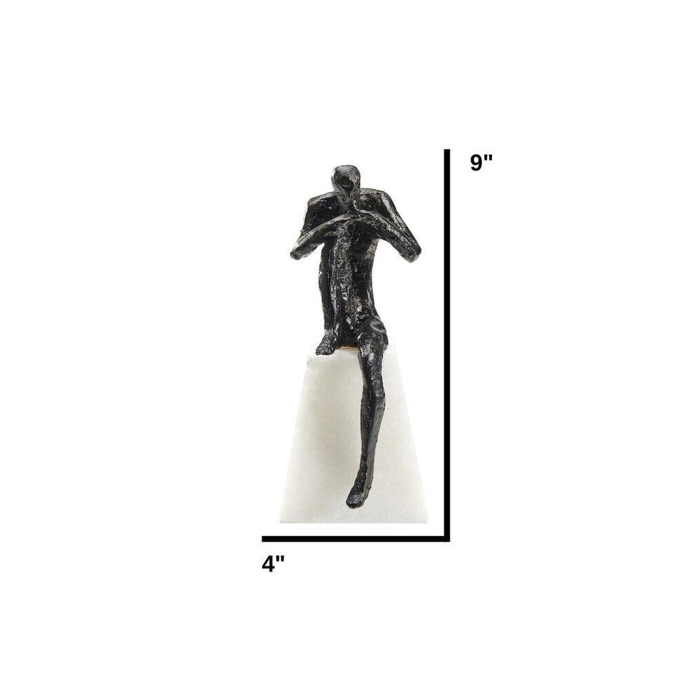 Judah the Great- Iron & Marble, Black Sculpture - large