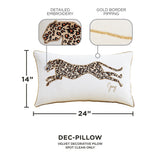 Juicy Couture Embroidered Leopard Pillow 14" x 24", White Velvet